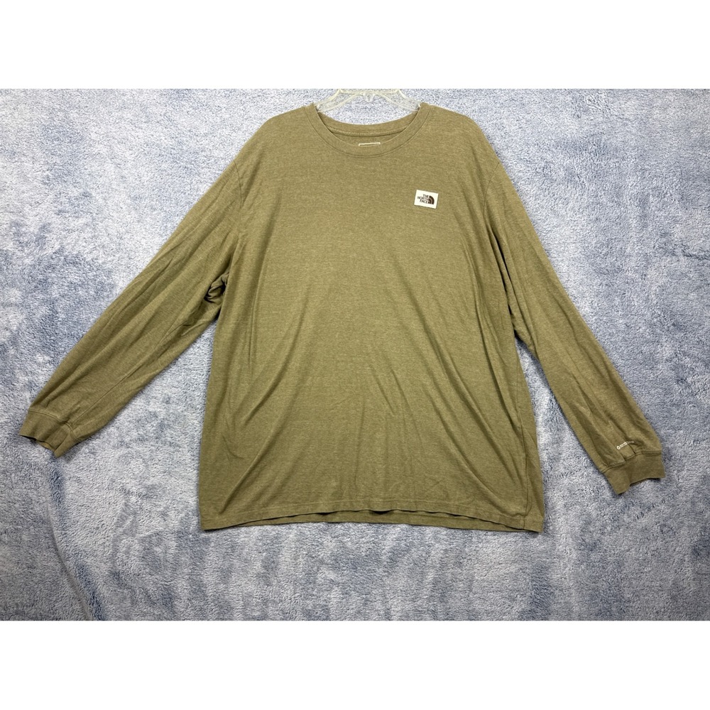 The North Face Mens XXL Green Long Sleeve T-Shirt Patch Logo Heathered 9880